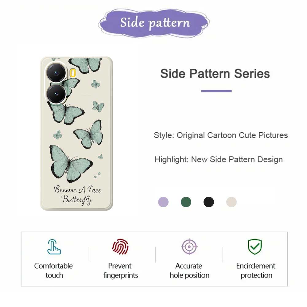 For Xiaomi Redmi Turbo 4 5G/Poco X7 Pro 5G Case Green Butterfly Pattern Printing Straight Edge TPU Phone Back Cover