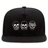 Кепка-Snapback с принтом «Три мудрых черепа» Регулируемая Полиэстер Уличный стиль Повседневная Унисекс Кепка