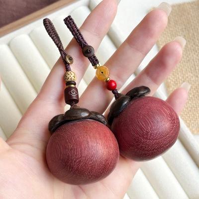 Ключница из сандалового дерева в китайском стиле Клубника Креативный деревянный кулон Цепочка для телефона Мангостин Украшение для сумки Брелок для ключей автомобиля Мужской