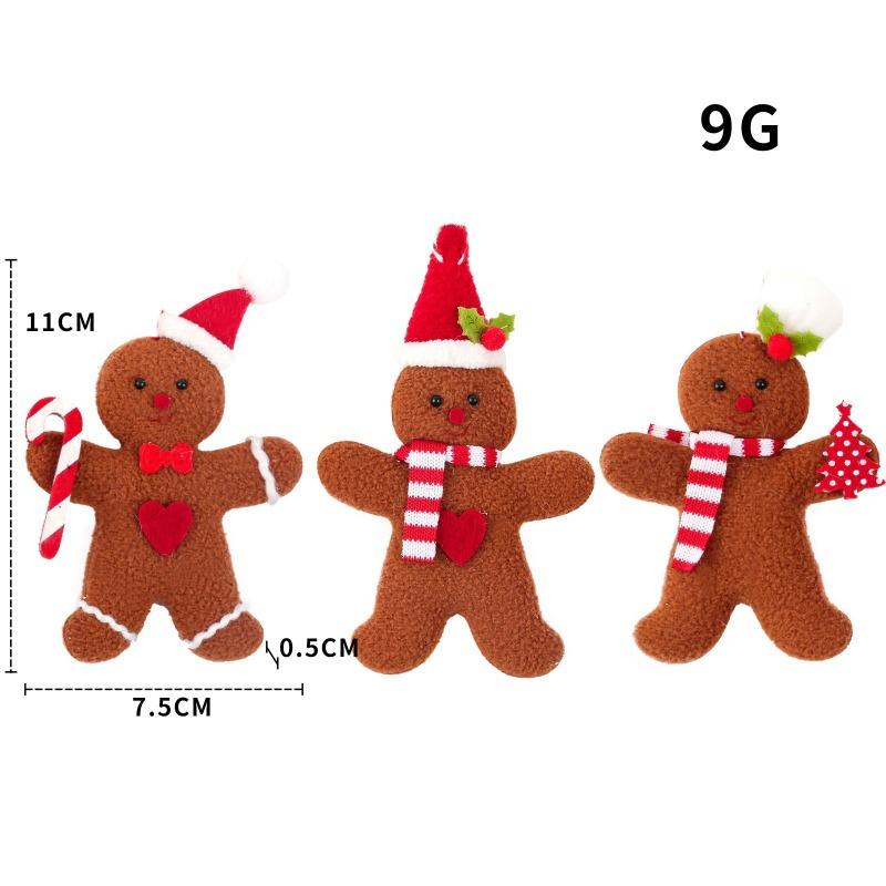 Creative new Christmas decoration gingerbread man doll small pendant, Christmas tree accessories pendant 3-piece set