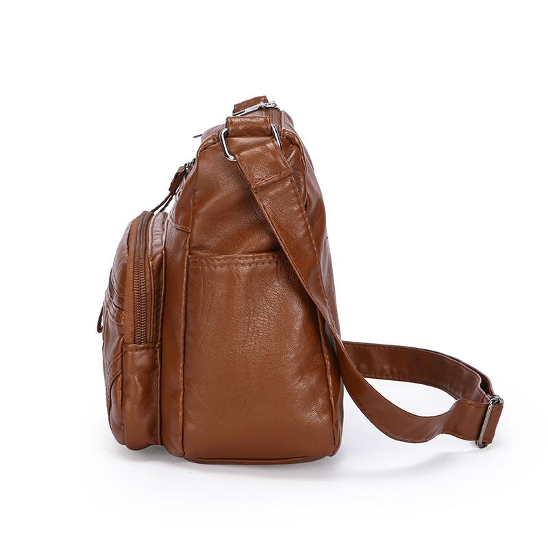 Women Shoulder Bag Large Capacity Multi-Layer Soft Leather Middle-Aged Mother Bag