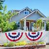 USA Pleated Fan Flag American US Bunting Flag Patriotic Half Fan Banner Flag With Canvas Header And Brass Grommets For Memorial Day Indoor Outdoor