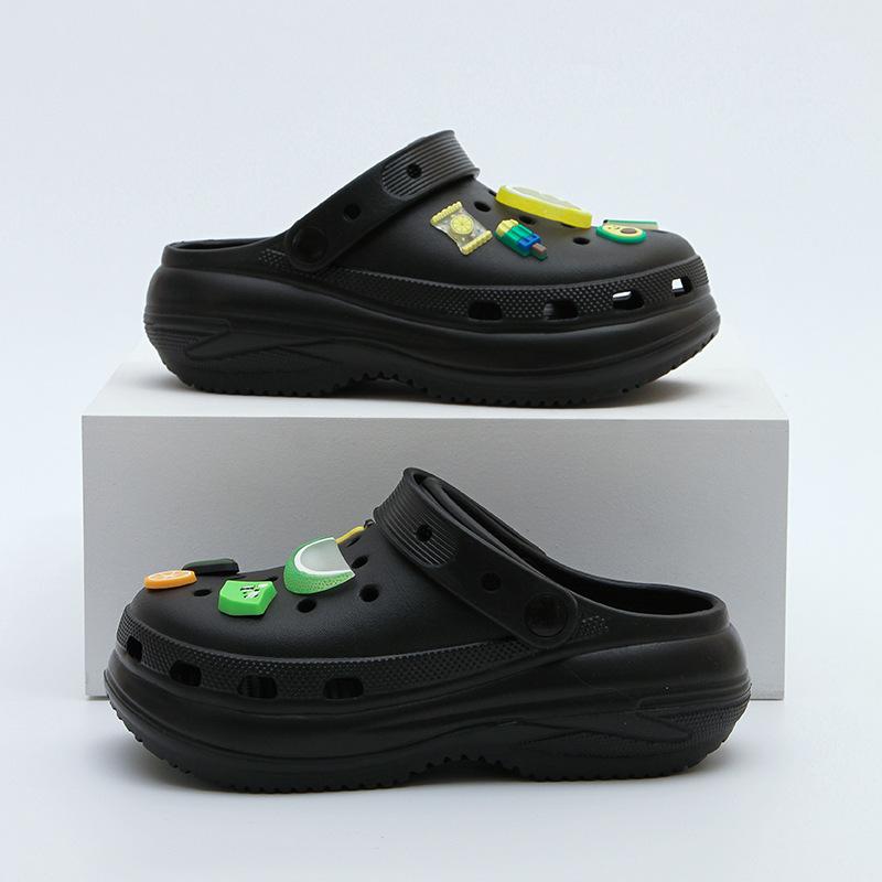 Женские сандалии на толстой подошве с отверстиями, новинка лета, увеличивающие рост, пляжные, для моря, сумка-голова, полушлепанцы женские