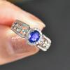 Современные модные женские кольца Huitan с овальным синим кубическим цирконием, сверкающие свадебные кольца, эффектные аксессуары, ювелирные изделия для вечеринок