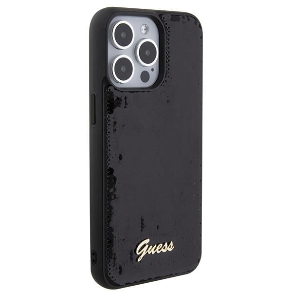 Etui do iPhone 15 Pro Max Guess Sequin Script Metal Czarne