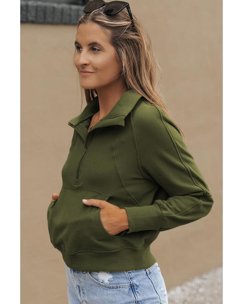 Azura Exchange Толстовка с ребристыми рукавами с прорезями для больших пальцев, воротником-стойкой и застежкой-молнией