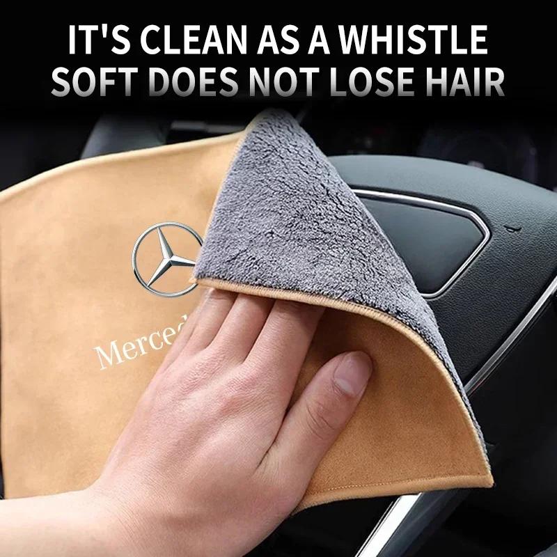 Car Sticker Hot 2026 New For Benz Car Towel Suede Coral Velvet Double-sided Car Cleaning Cloth For Mercedes benz A B R G Class G