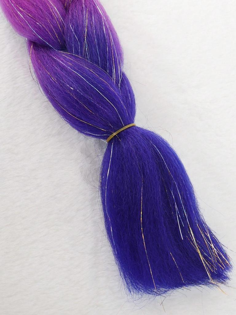 24-дюймовые синтетические волосы для плетения, микс, блестки, трехцветные синтетические волосы для наращивания, большие косички, 1 шт.