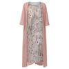 Women's Casual Fashion Print Round Neck Medium Long Length Two Piece Set Dress