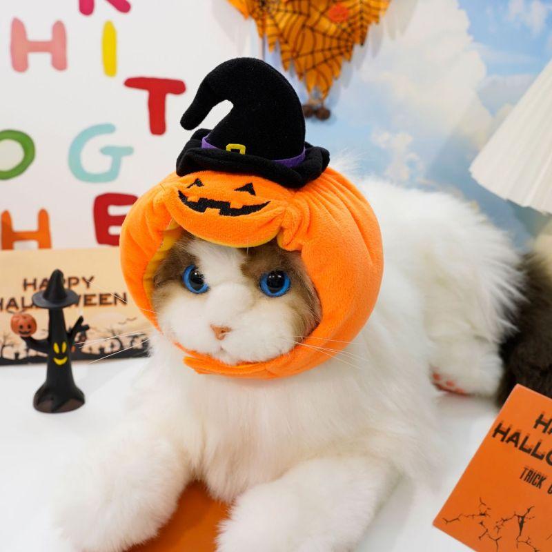 Pet Hat Halloween Funny Pumpkin Hat Animal Costume Personality Cute Transformation Hood