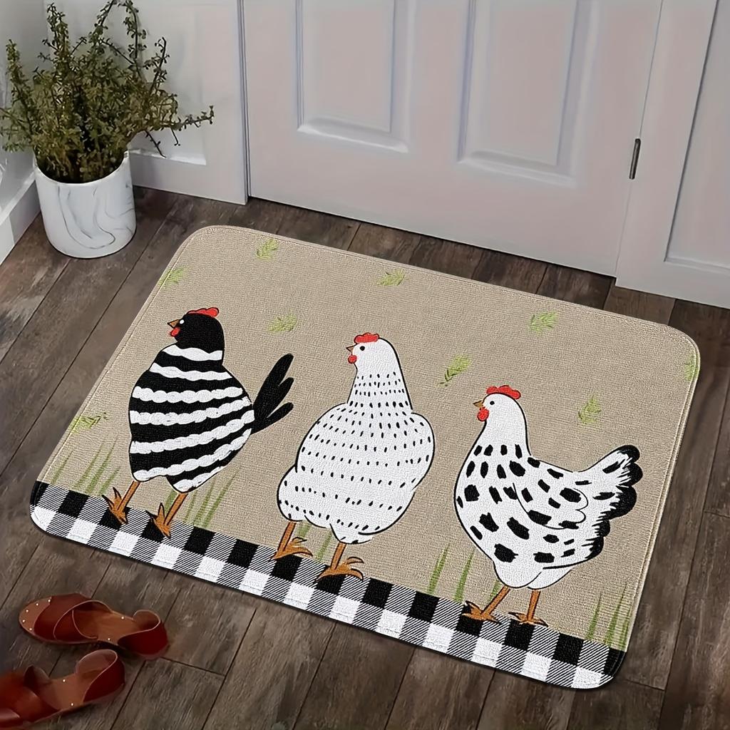 1Pcs Anti Fatigue Kitchen Rugs, Farmhouse Rooster Print Waterproof Non-Slip Thick Cushioned Kitchen Mat Heavy Duty Comfort Standing Mat for Kitchen