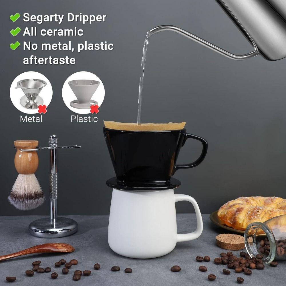 Flat Bottom Pour Over Coffee Filter Reusable Cone Drip Holder Ceramic Coffee Dripper Office