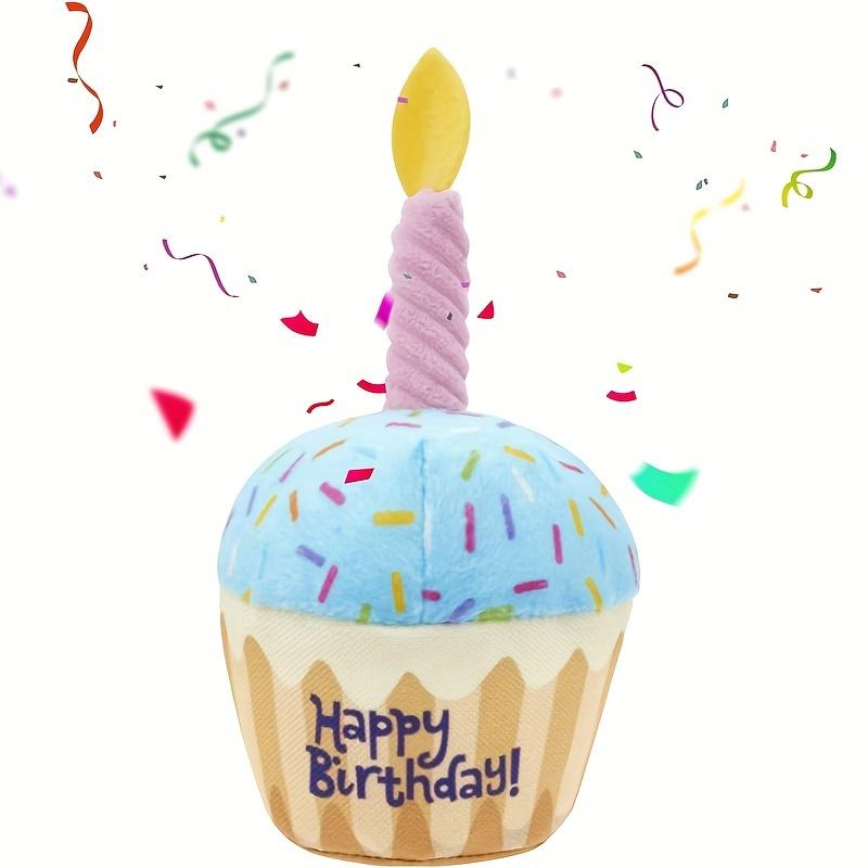 8Inch Dog Birthday Cake Plush Toy with Squeaker Blue Pink Cupcake Design Perfect Gift for MediumLargeSmall Dogs Puppies Durable Chew Toy