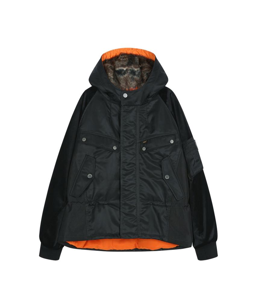 ADSB ANDERSSON BELL Utility Hooded Puffer Peplum Jacket (Black)