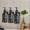 500ml Matte Black Soap Dispenser Refillable Bottle Wall Mounted with Labels for Shampoo Conditioner Dish Body Wash