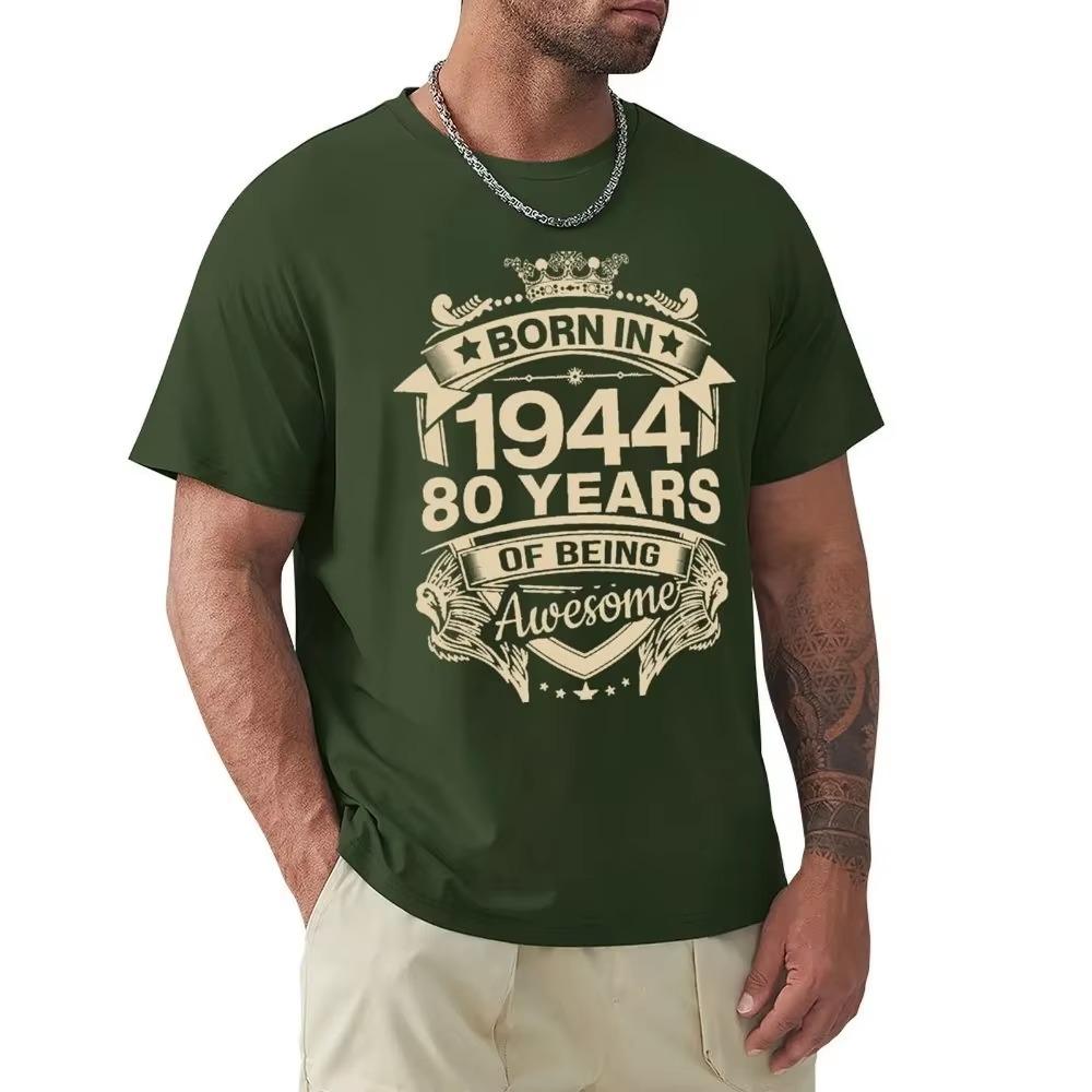 Родился в 1944 году 80 лет, чтобы быть великолепным Подарок на 80-летие Футболка Футболка с коротким рукавом Harajuku 100% хлопок Графические футболки Топы