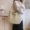 Yogodlns Однотонная плетеная сумка-тоут с перфорацией, дышащая, для покупок, соломенная сумка, легкая, летняя пляжная сумка для женщин