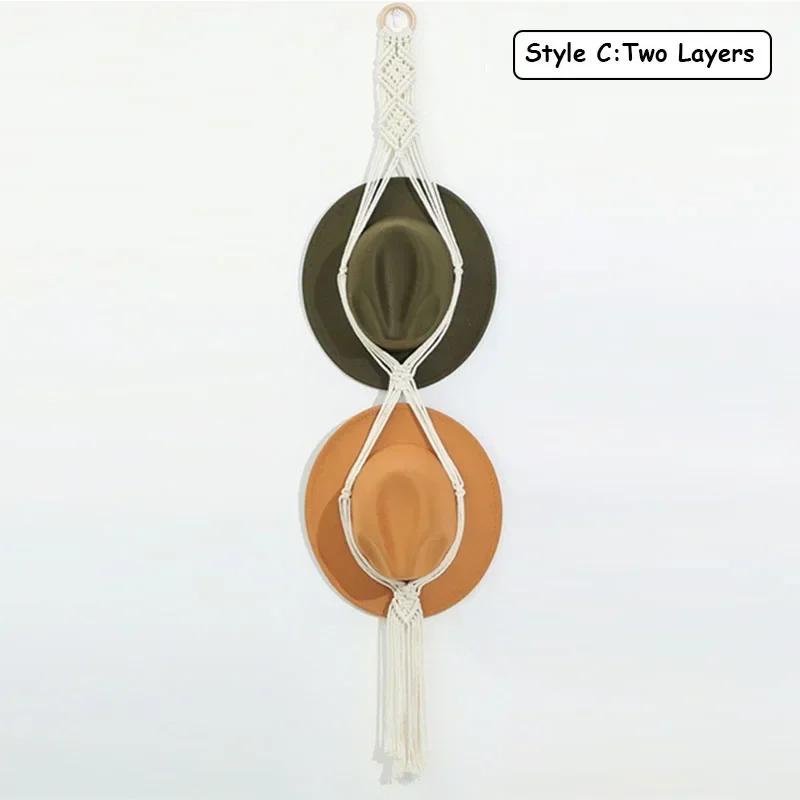 Подвесной держатель для шапок в скандинавском стиле Boho из хлопка, органайзер для демонстрации шляп, шарфов, вешалка для шляп в стиле макраме, настенное хранение