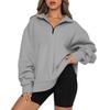 New Winter Women's Sweatshirt Plus Velvet Top Loose Solid Color Pocketless Sweatshirt