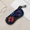 Floral Butterfly Pattern Sunglasses Case, Colorful Botanical Eyeglasses Storage Pouch, Zipper Protective Eyewear Container for Travel Essentials