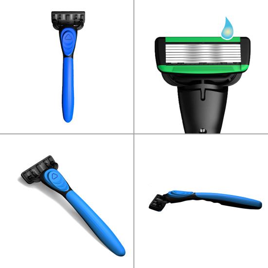 Ручная бритва с 5 сменными лезвиями, 7 слоев лезвий из нержавеющей стали, резиновая ручка, для мужчин и женщин, триммер для удаления волос и бороды, инструмент для бритья