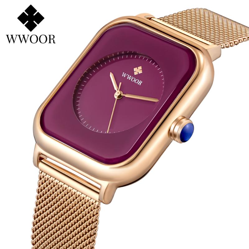 WWOOR New Fashion Classic Ladies Watch Elegant Light Luxury Square Quartz Waterproof Women's Watch