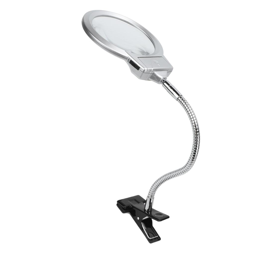 LED Illuminating Magnifier with Clamp Optical Lens Adjustment Hose Magnifying Glass with 2 LEDs for