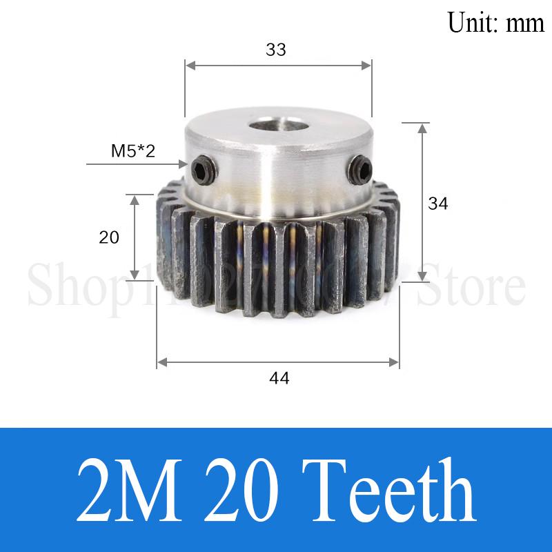 1PC 2M 12T-24T Spur Gear Bore 8/10/12/14/15/16/17/18/19/20/22/24mm Carbon Steel Pinion Motor Gear With Step