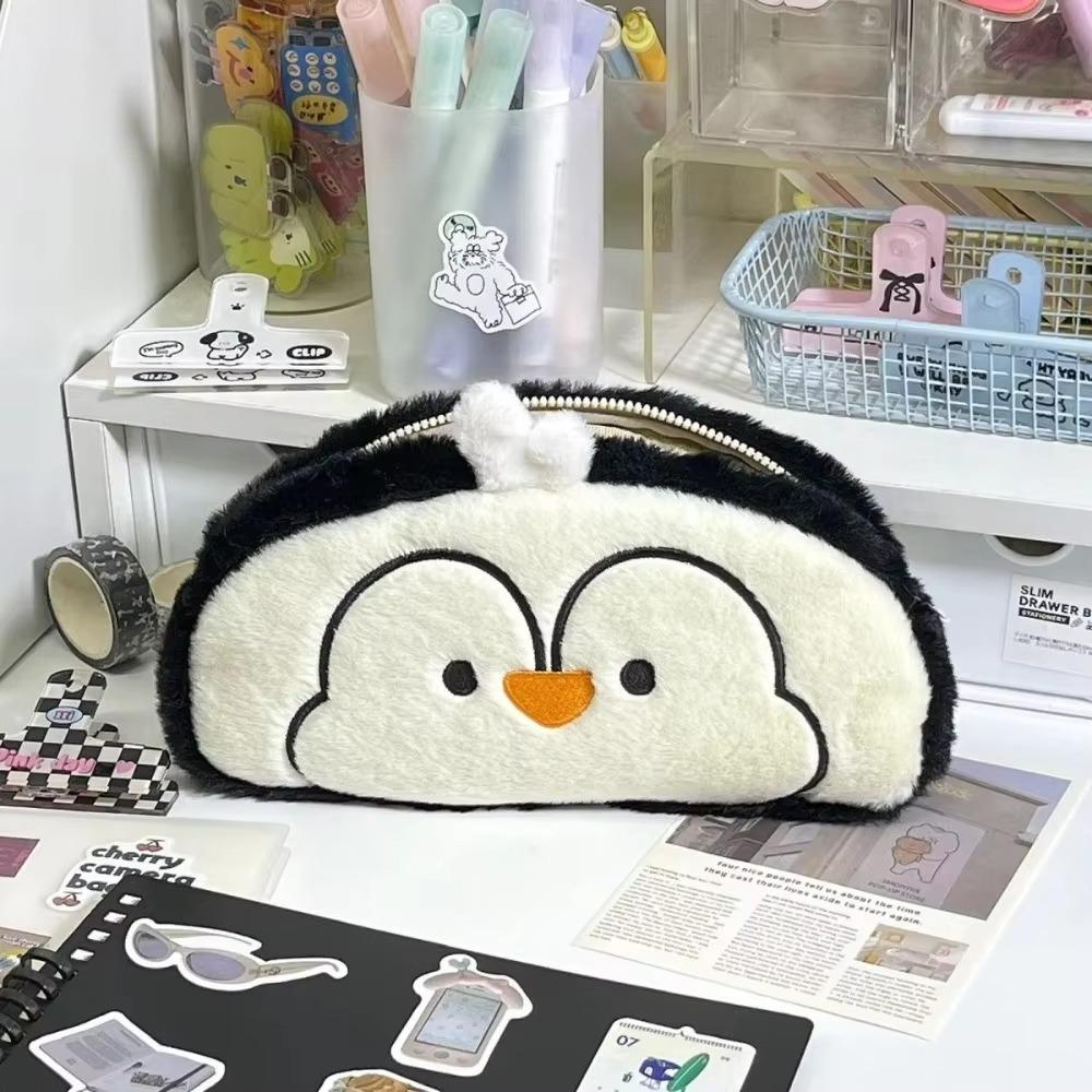 Плюшевая сумка Пингвин Пенал Большой вместимости Мультяшный плюшевый пенал Подарок для девочки