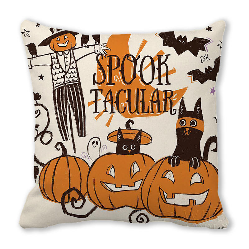 Хэллоуин ужас тыквенный принт наволочка для дома гостиная диван украшение квадратная полиэстеровая наволочка