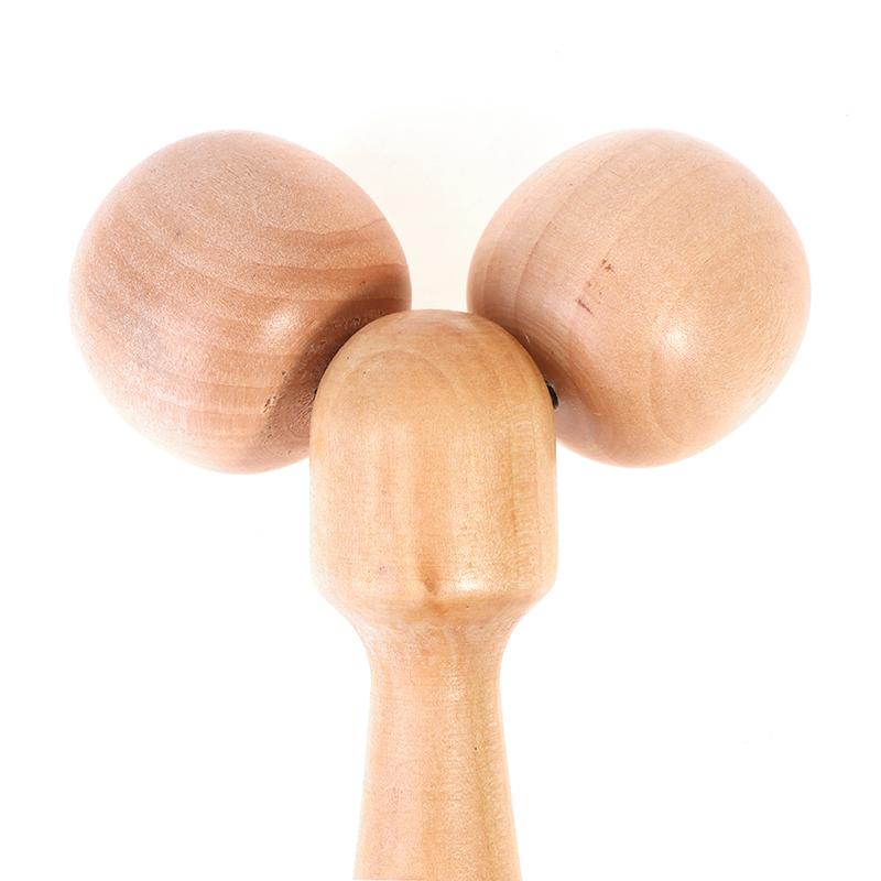 Портативный роликовый массажер, деревянный двухколесный массажер для лица