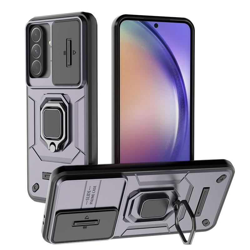 Armor Car Magnetic Bracket Phone Case for Samsung Galaxy A57/37/27/17/07 A56/36/26/16/06 A55/35/25/15/05S Slide Camera Protect Shockproof Cover