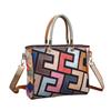 Genuine Leather Women's Ethnic Style Color Block Crossbody Shoulder Bag