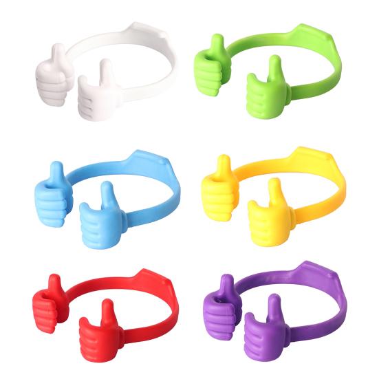6Pcs Adjustable Thumb Mobile Phone Holder Portable Lightweight Universal Thumbs Shape Desk Tablets Cellphone Stand Home Office Decoration