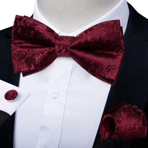 Мужской шелковый галстук-бабочка, синий регулируемый галстук-бабочка, набор запонок с цветочным принтом пейсли