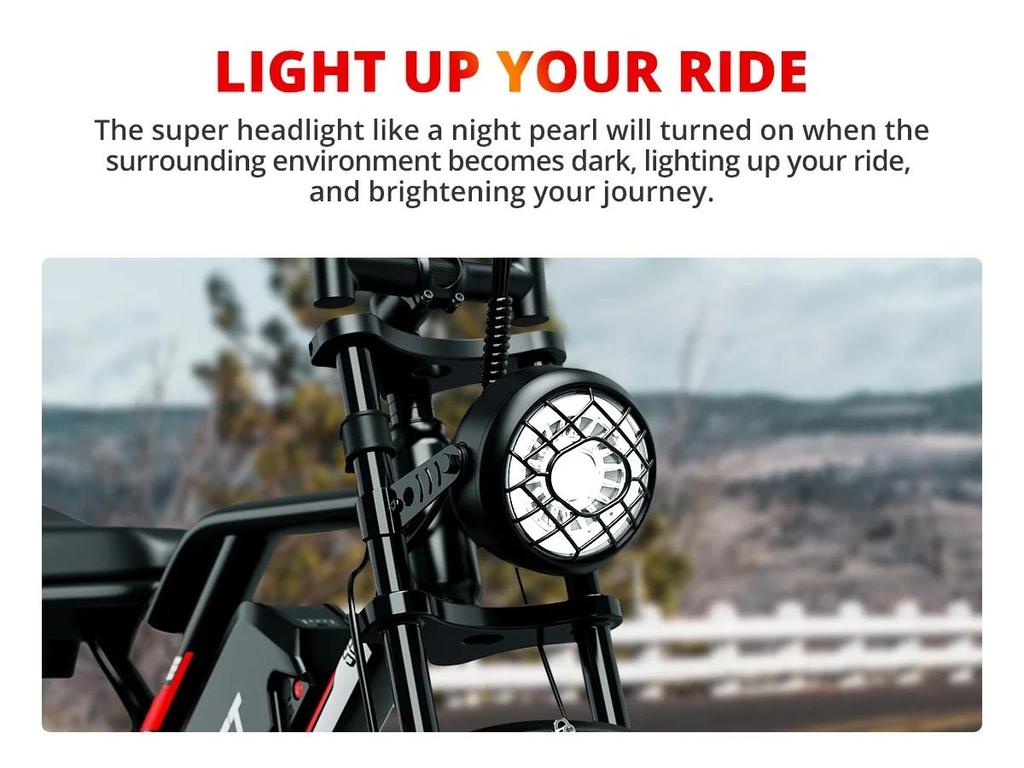 Ebike S8 2000W Dual Motor 48V 25AH 20-inch Fat Tires, Front and Rear Shock Absorption, Adult Electric Bike with Pedals.