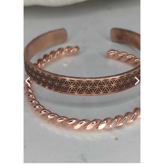 Витой набор из 2 браслетов «Цветок жизни» из чистой меди. 100% медь «Цветок жизни». Подходит для всех запястий.