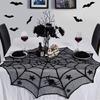 Halloween Lace Spider Web Table Runner Tablecloth Halloween Black Fireplace Mantel Cover for Home Party Halloween Decoration