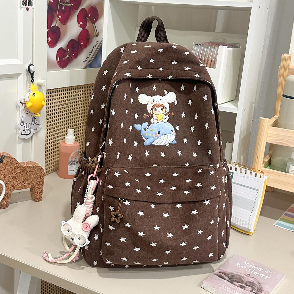 Schoolbag New Star Cartoon Backpack Female Cute Large Capacity Reducing Wide Shoulder Strap Schoolbag Middle School Student Female Backpack