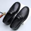Модный костюм мужские лоферы Удобные повседневные деловые Роскошный стиль Уличная ходьба на открытом воздухе Кожаная обувь на плоской подошве Черный Новый