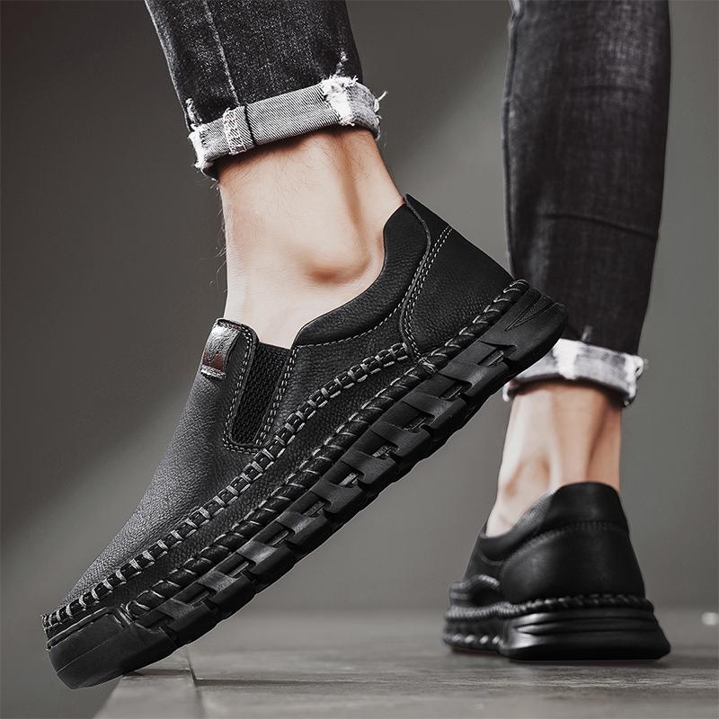 Мужская повседневная обувь, кожаные мокасины ручной работы, качественные мокасины на плоской подошве, мужские кроссовки