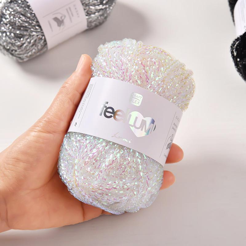 50m/roll Hand Woven Hook Rope DIY Material Cord Fancy Knitting Yarn Creative Shiny Thread For Handicraft DIY Weaving 2mm