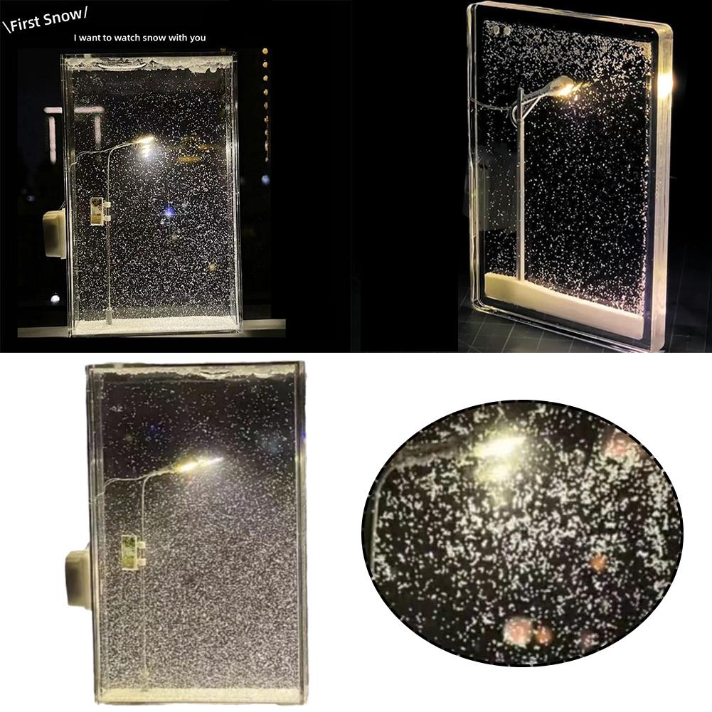 Волшебный снежный пейзаж Ночные огни Маленький уличный светильник ручной работы Настольный рождественский декор L5F3