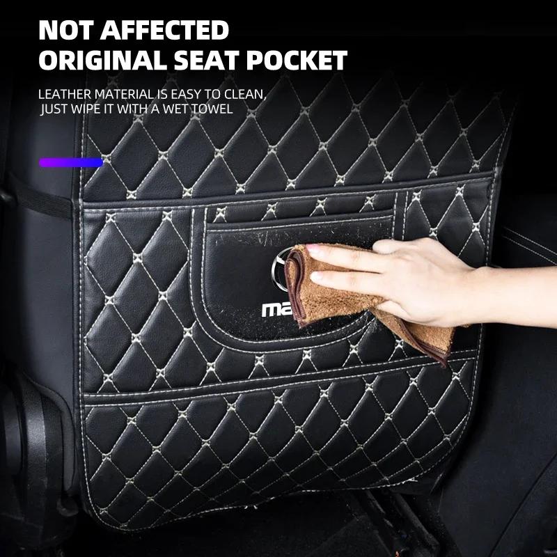 For Mazda Car Seat Back Anti Kick Pad Auto Leather Interior Accessories for Mazda 2 3 5 6 CX5 CX9 CX7 CX4 CX3 CX30 MX5 MX3 BK NC