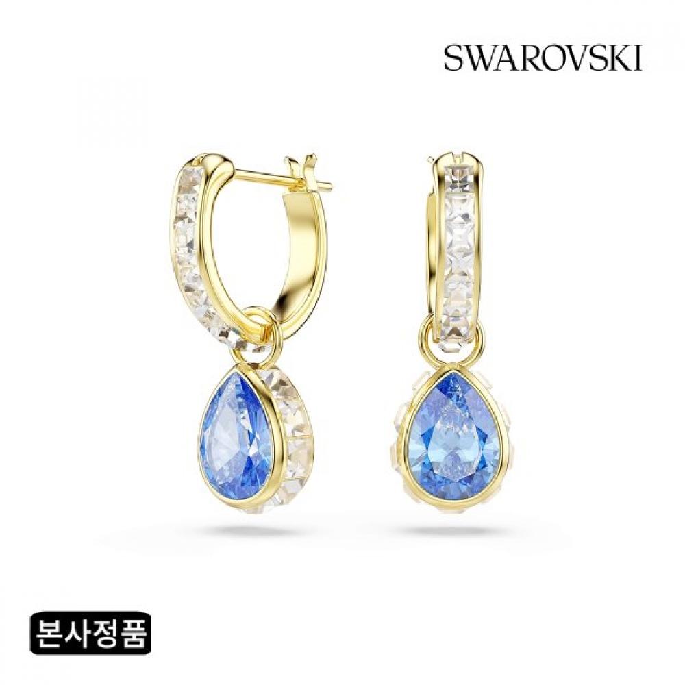 Swarovski Drop Earrings Blue Gold Tone 5757815