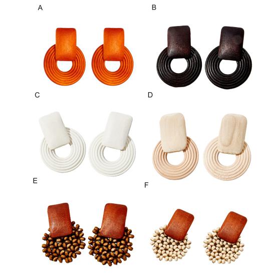 1 пара модных женских деревянных сережек с бисером и преувеличенными ажурными серьгами для вечеринки