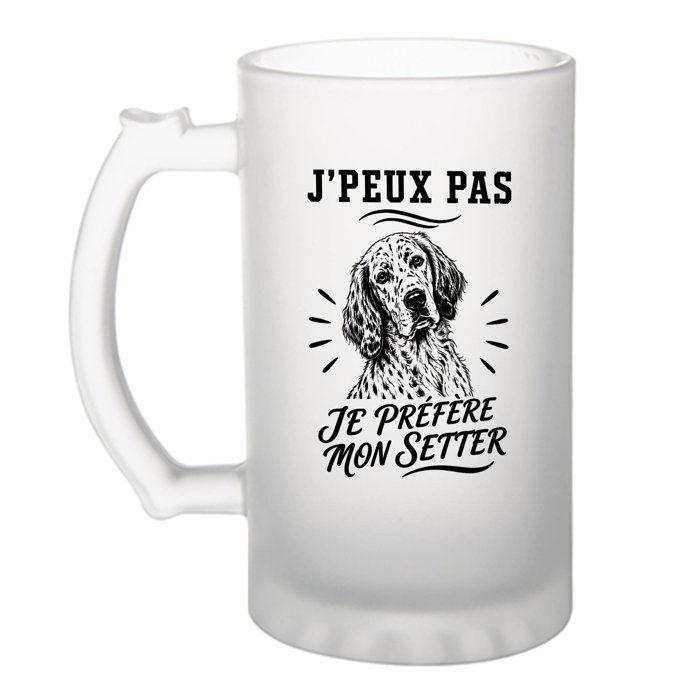 Chope de bière - PLANETEE - J'peux pas minimaliste - Verre trempé givré - 470 ml - Impression par sublimation