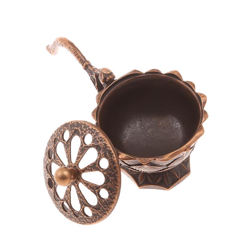 Lotus Flower Incense Burner With Handle Retro Copper Lotus Hollow Out Incense Stick Burner Brass Craft Home Decoration