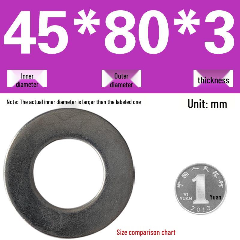 Galvanized Metal Flat Washer - Thin, Thickened, Enlarged Edge, Round, Sizes M3 to M10