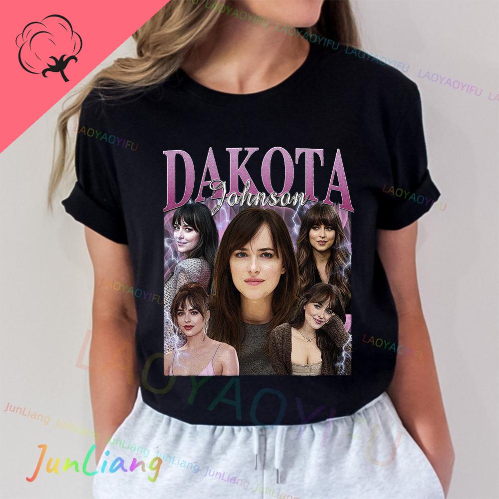 Dakota Johnsons Mens Cotton Tshirt Retro 90s Fans Gift Tee Tshirt Y2k Vintage Top Streetwear Aesthetic Clothing Short Sleeve